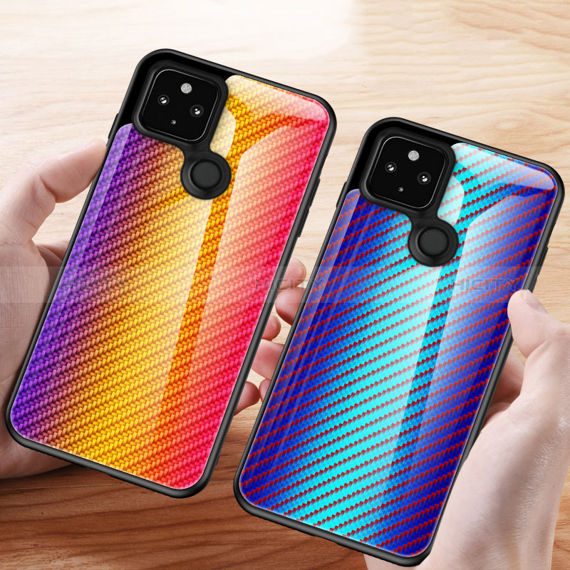 Carcasa Bumper Funda Silicona Espejo Gradiente Arco iris LS2 para Google Pixel 5 XL 5G