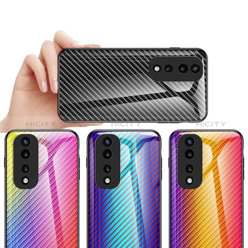 Carcasa Bumper Funda Silicona Espejo Gradiente Arco iris LS2 para Huawei Honor 70 Pro 5G