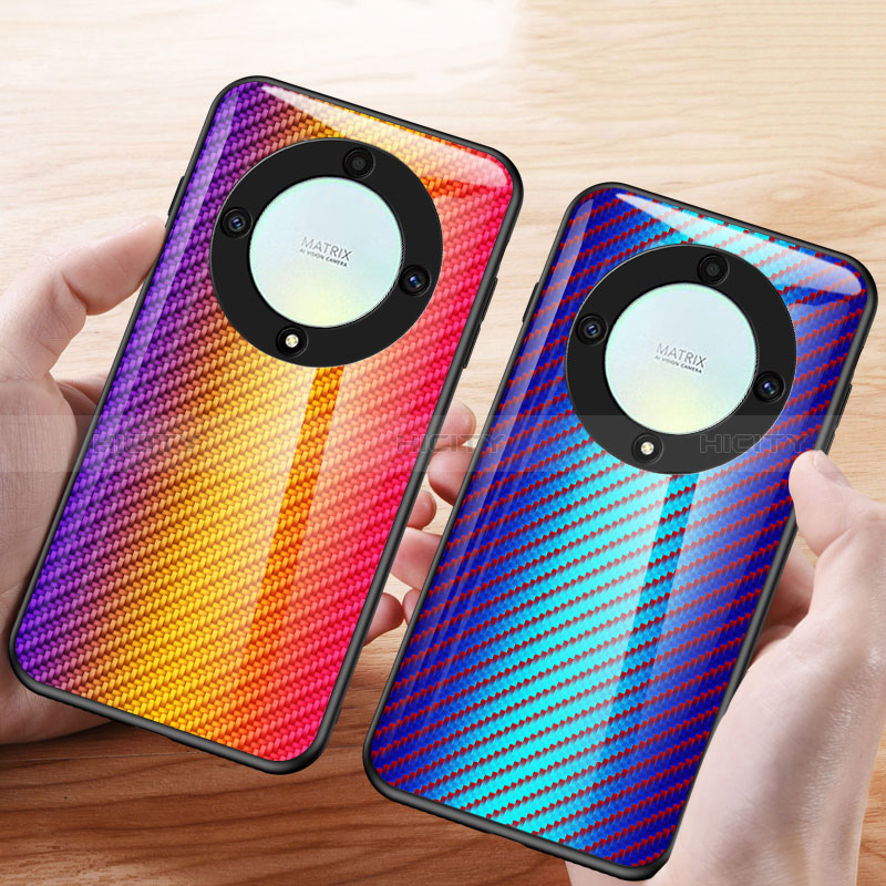 Carcasa Bumper Funda Silicona Espejo Gradiente Arco iris LS2 para Huawei Honor X9a 5G