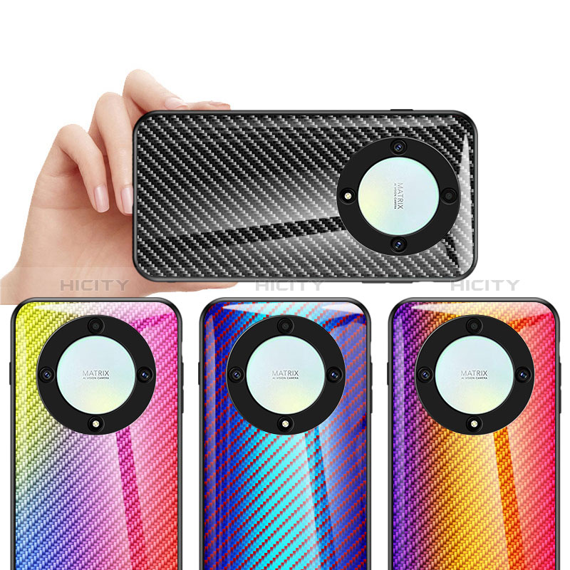 Carcasa Bumper Funda Silicona Espejo Gradiente Arco iris LS2 para Huawei Honor X9a 5G