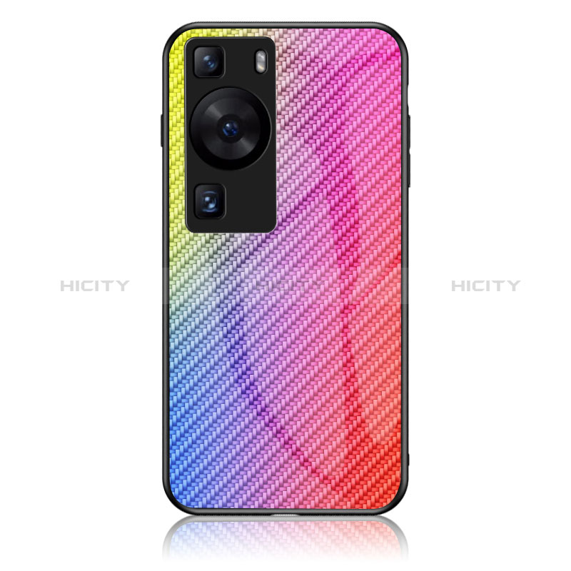 Carcasa Bumper Funda Silicona Espejo Gradiente Arco iris LS2 para Huawei P60 Pro