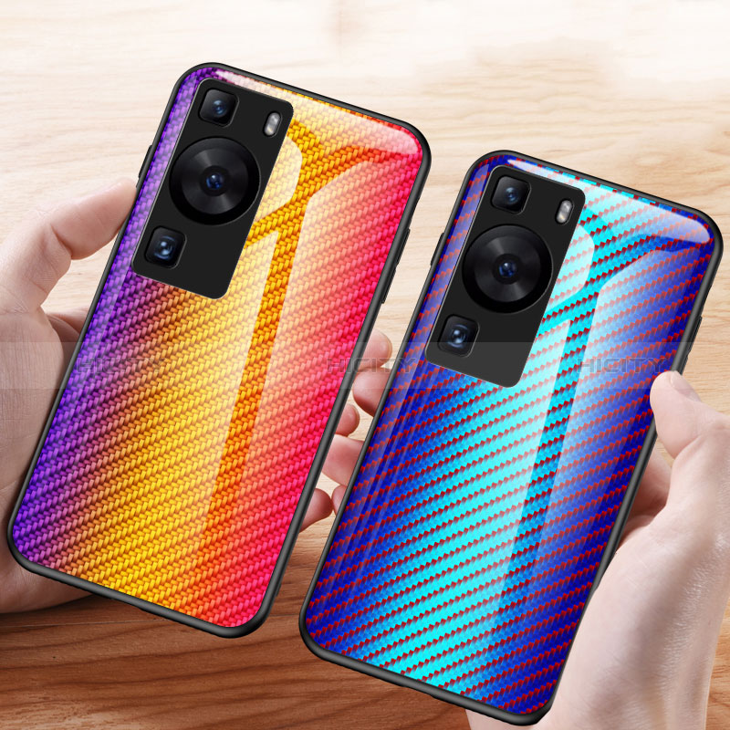 Carcasa Bumper Funda Silicona Espejo Gradiente Arco iris LS2 para Huawei P60 Pro