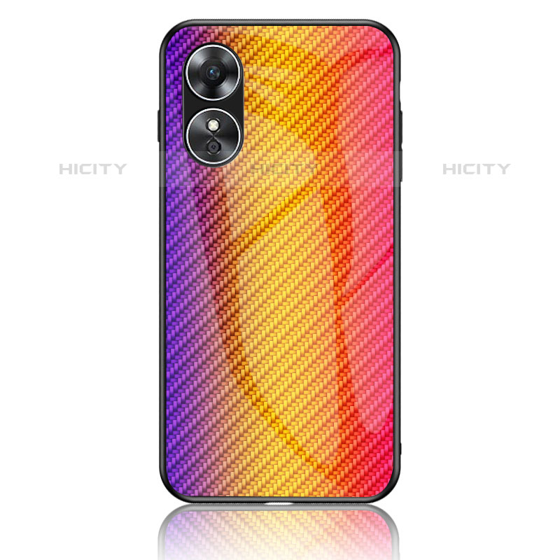 Carcasa Bumper Funda Silicona Espejo Gradiente Arco iris LS2 para Oppo A17