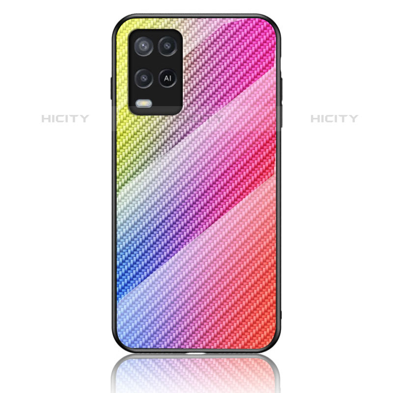 Carcasa Bumper Funda Silicona Espejo Gradiente Arco iris LS2 para Oppo A54 4G