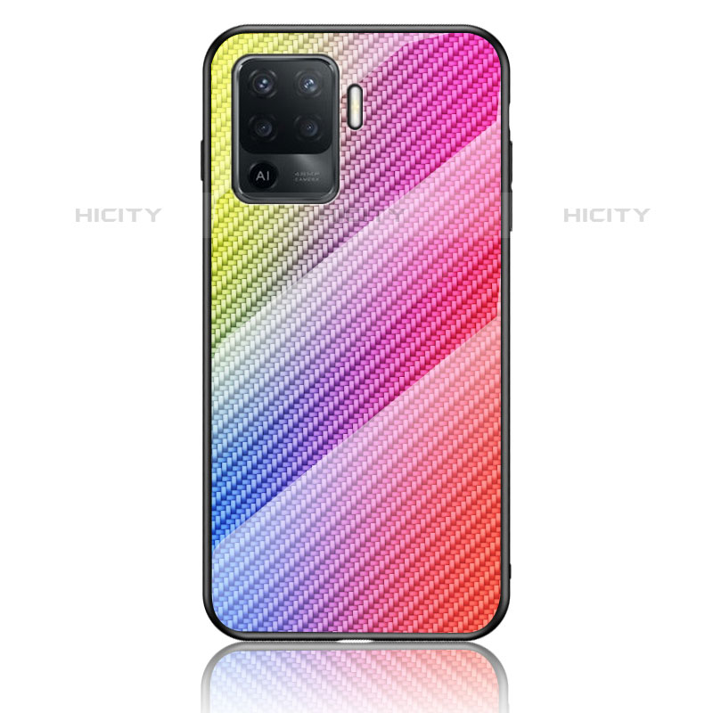 Carcasa Bumper Funda Silicona Espejo Gradiente Arco iris LS2 para Oppo A94 4G