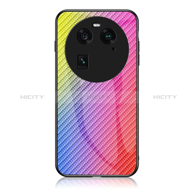 Carcasa Bumper Funda Silicona Espejo Gradiente Arco iris LS2 para Oppo Find X6 Pro 5G