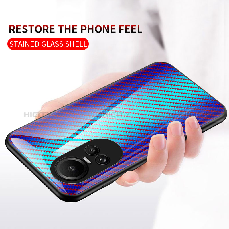 Carcasa Bumper Funda Silicona Espejo Gradiente Arco iris LS2 para Oppo Reno10 Pro 5G