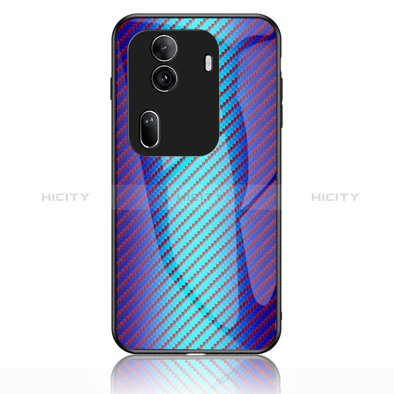 Carcasa Bumper Funda Silicona Espejo Gradiente Arco iris LS2 para Oppo Reno11 Pro 5G Azul