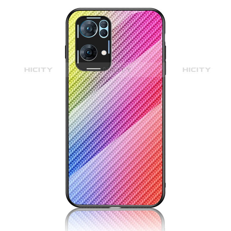 Carcasa Bumper Funda Silicona Espejo Gradiente Arco iris LS2 para Oppo Reno7 Pro 5G