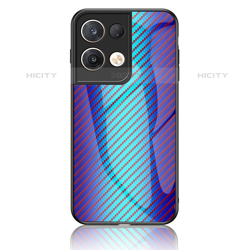 Carcasa Bumper Funda Silicona Espejo Gradiente Arco iris LS2 para Oppo Reno8 Pro 5G Azul