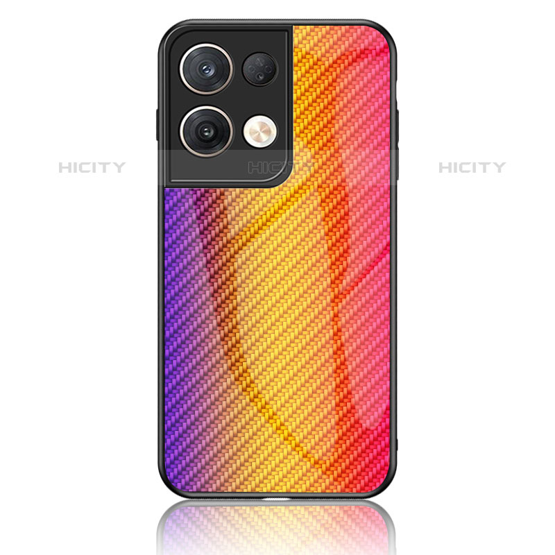 Carcasa Bumper Funda Silicona Espejo Gradiente Arco iris LS2 para Oppo Reno8 Pro 5G Naranja