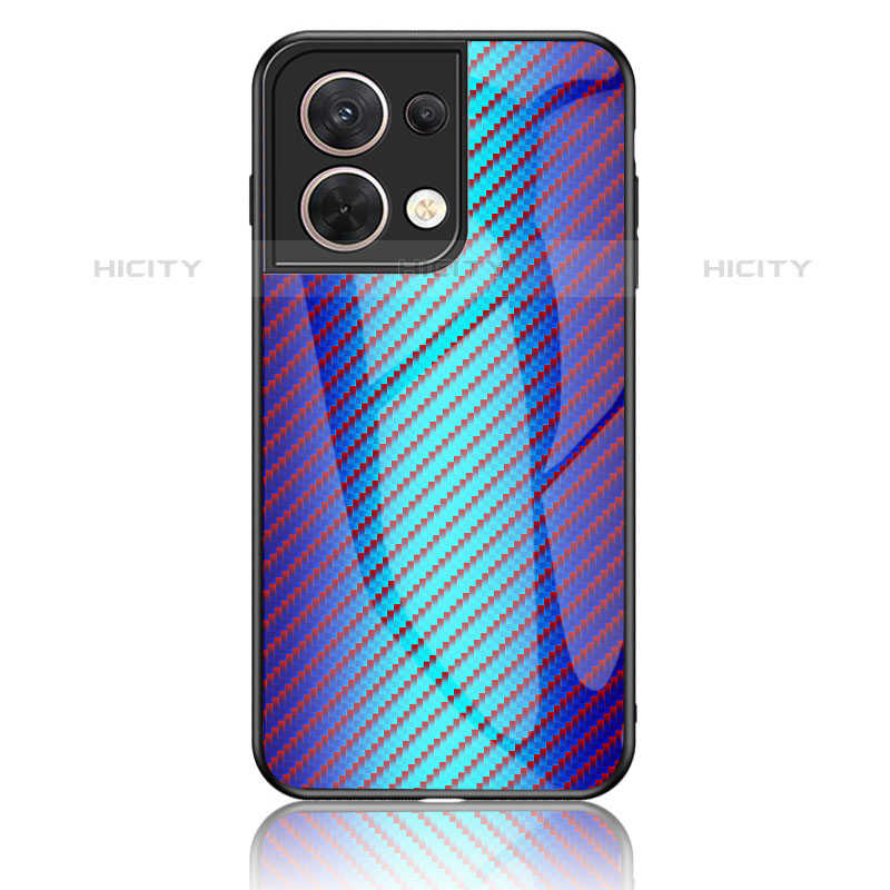 Carcasa Bumper Funda Silicona Espejo Gradiente Arco iris LS2 para Oppo Reno9 5G Azul