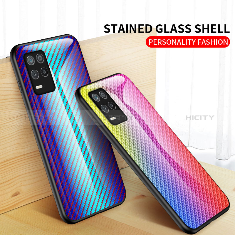 Carcasa Bumper Funda Silicona Espejo Gradiente Arco iris LS2 para Realme 8s 5G