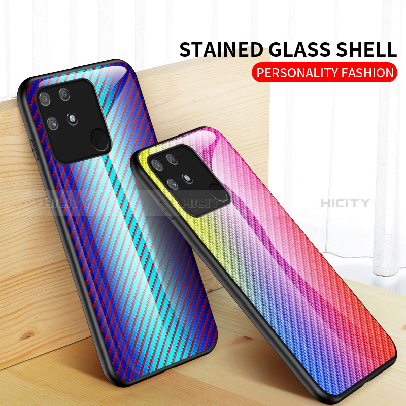 Carcasa Bumper Funda Silicona Espejo Gradiente Arco iris LS2 para Realme Narzo 50A