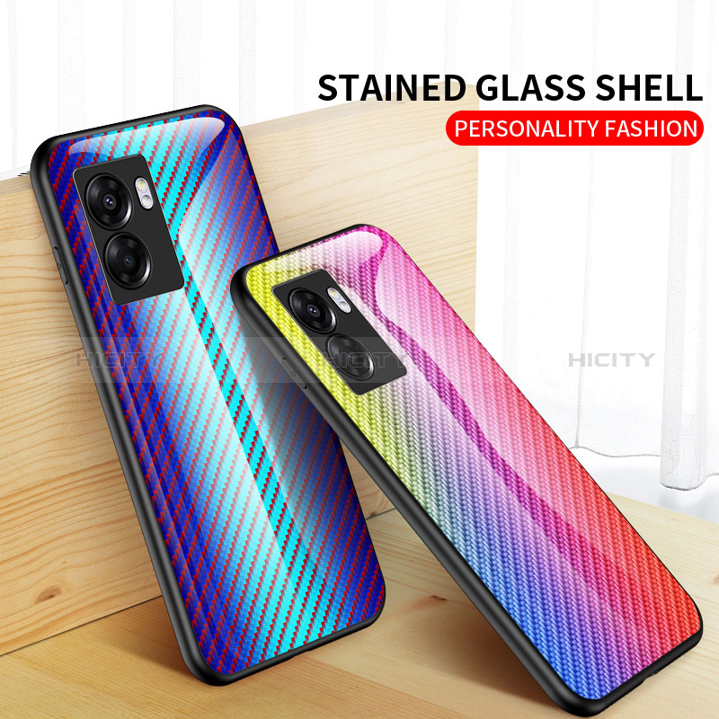 Carcasa Bumper Funda Silicona Espejo Gradiente Arco iris LS2 para Realme Q5i 5G