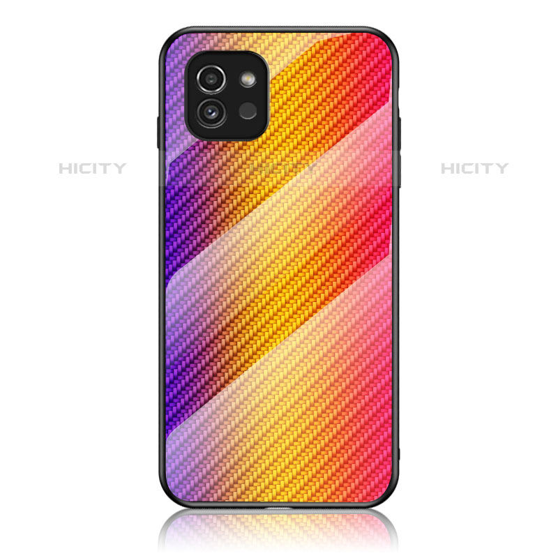 Carcasa Bumper Funda Silicona Espejo Gradiente Arco iris LS2 para Samsung Galaxy A03 Naranja