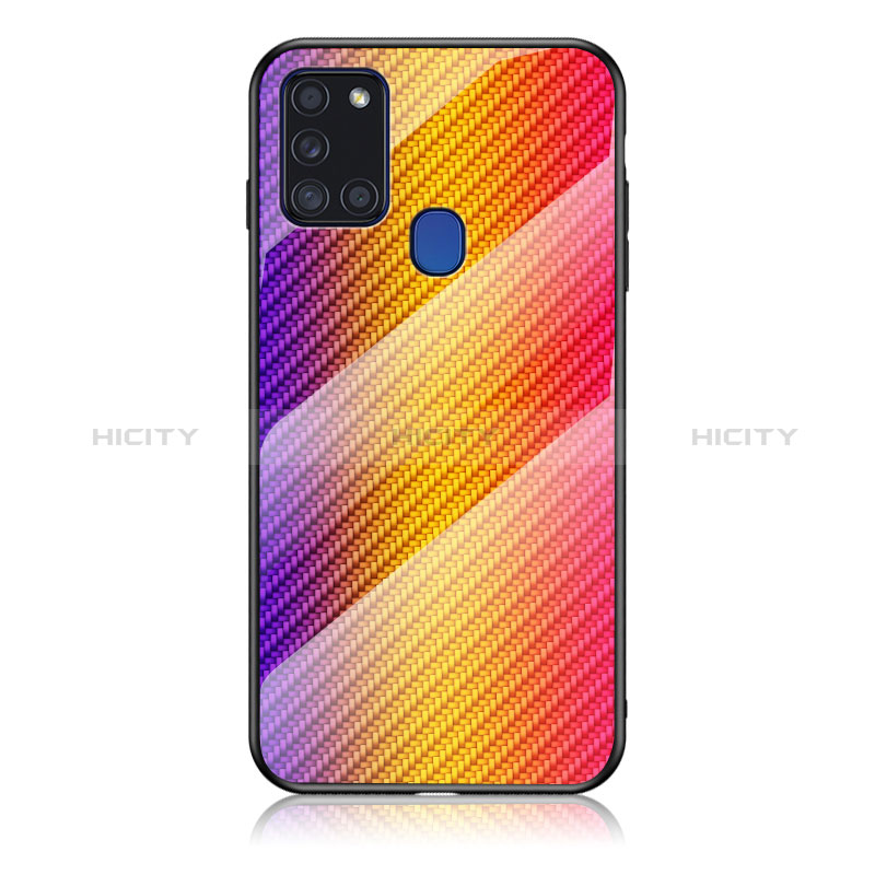 Carcasa Bumper Funda Silicona Espejo Gradiente Arco iris LS2 para Samsung Galaxy A21s