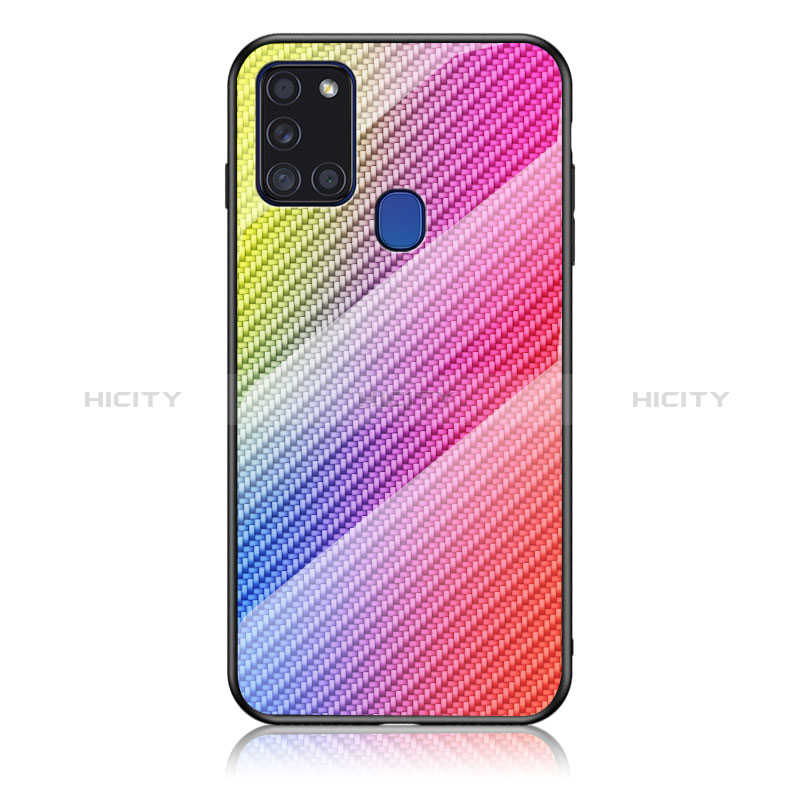 Carcasa Bumper Funda Silicona Espejo Gradiente Arco iris LS2 para Samsung Galaxy A21s