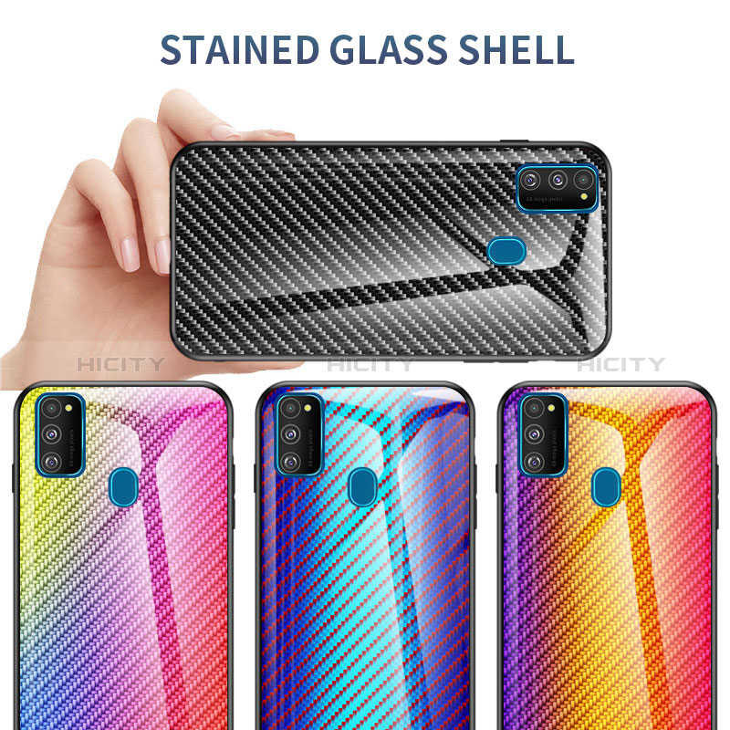 Carcasa Bumper Funda Silicona Espejo Gradiente Arco iris LS2 para Samsung Galaxy M21