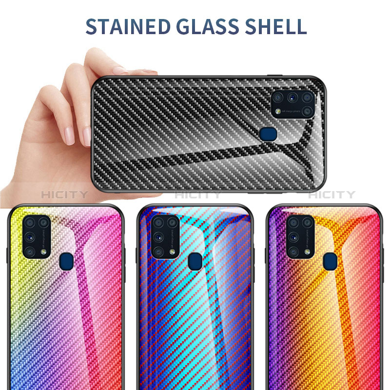 Carcasa Bumper Funda Silicona Espejo Gradiente Arco iris LS2 para Samsung Galaxy M31 Prime Edition