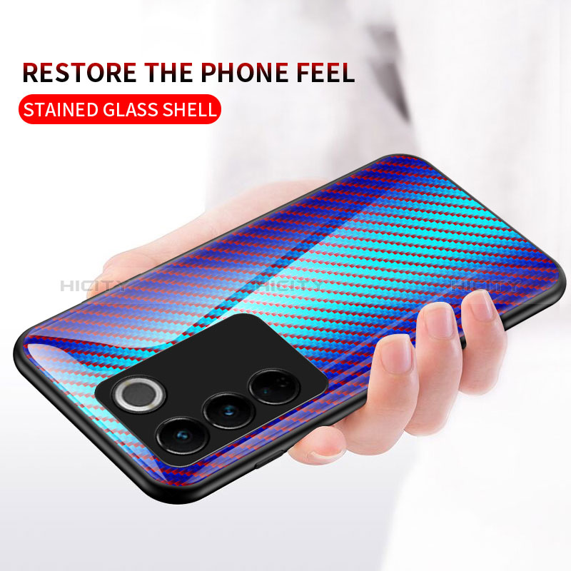 Carcasa Bumper Funda Silicona Espejo Gradiente Arco iris LS2 para Vivo V27 Pro 5G