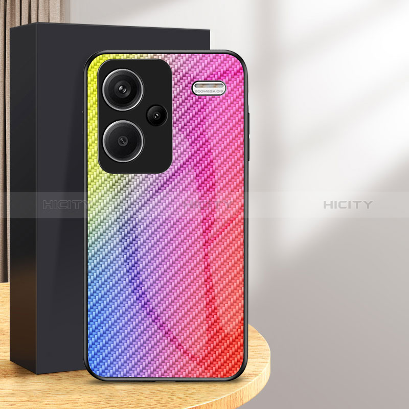 Carcasa Bumper Funda Silicona Espejo Gradiente Arco iris LS2 para Xiaomi Redmi Note 13 Pro+ Plus 5G Rosa