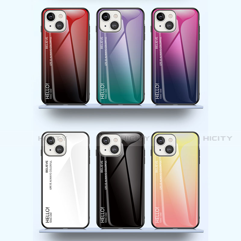 Carcasa Bumper Funda Silicona Espejo Gradiente Arco iris M01 para Apple iPhone 15