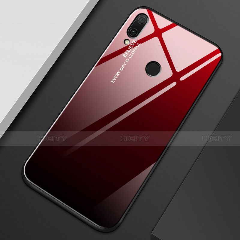 Carcasa Bumper Funda Silicona Espejo Gradiente Arco iris M01 para Huawei Enjoy 9 Plus Rojo y Negro