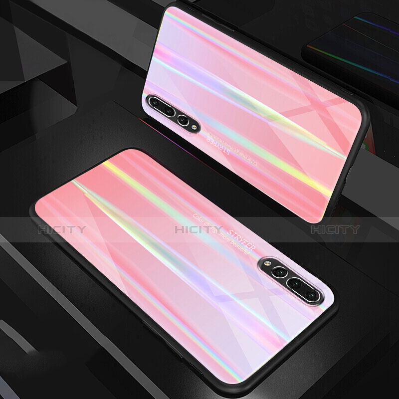 Carcasa Bumper Funda Silicona Espejo Gradiente Arco iris M01 para Huawei P20 Pro