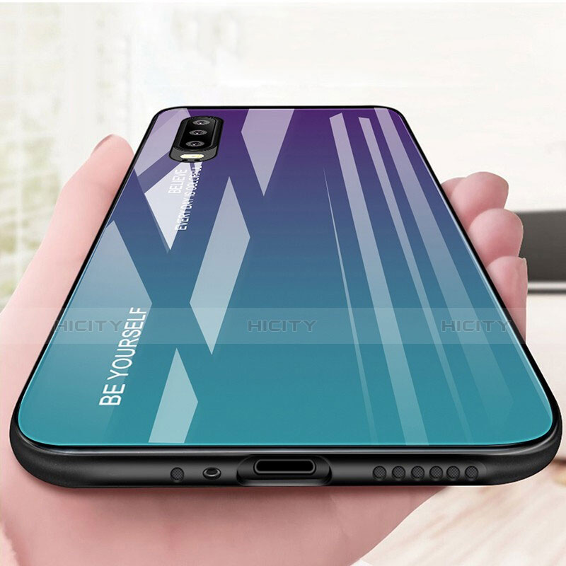 Carcasa Bumper Funda Silicona Espejo Gradiente Arco iris M01 para Huawei P30