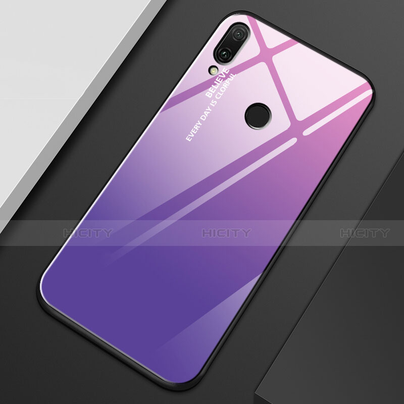 Carcasa Bumper Funda Silicona Espejo Gradiente Arco iris M01 para Huawei Y9 (2019) Morado