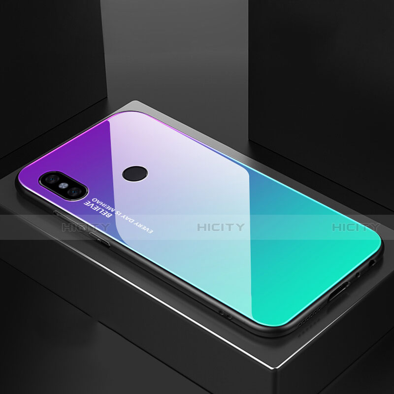 Carcasa Bumper Funda Silicona Espejo Gradiente Arco iris M01 para Xiaomi Mi 6X Cian