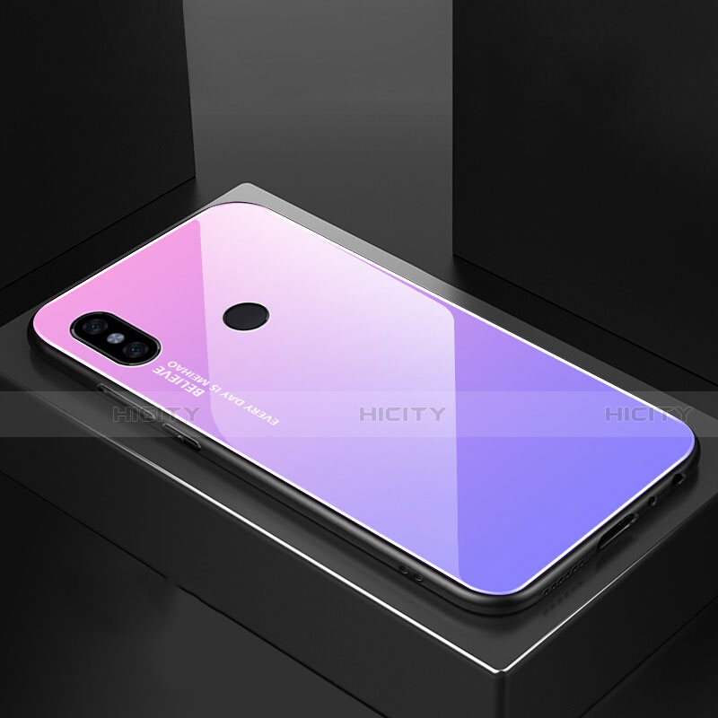 Carcasa Bumper Funda Silicona Espejo Gradiente Arco iris M01 para Xiaomi Mi 6X Morado