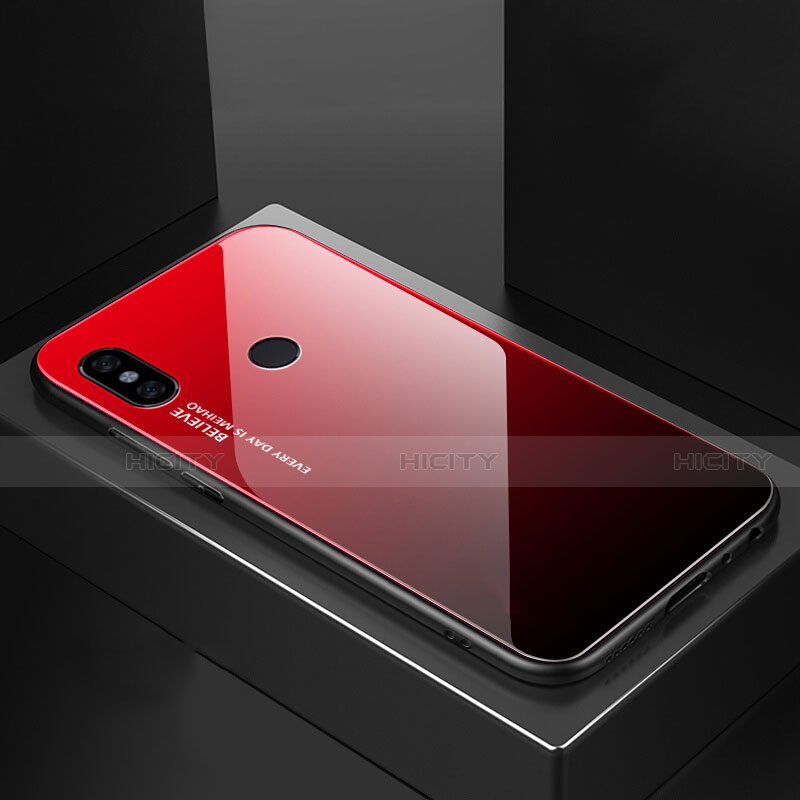 Carcasa Bumper Funda Silicona Espejo Gradiente Arco iris M01 para Xiaomi Mi A2 Rojo