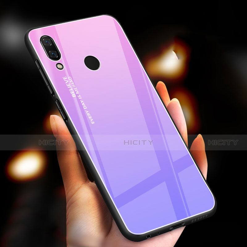 Carcasa Bumper Funda Silicona Espejo Gradiente Arco iris M01 para Xiaomi Redmi Note 7 Morado