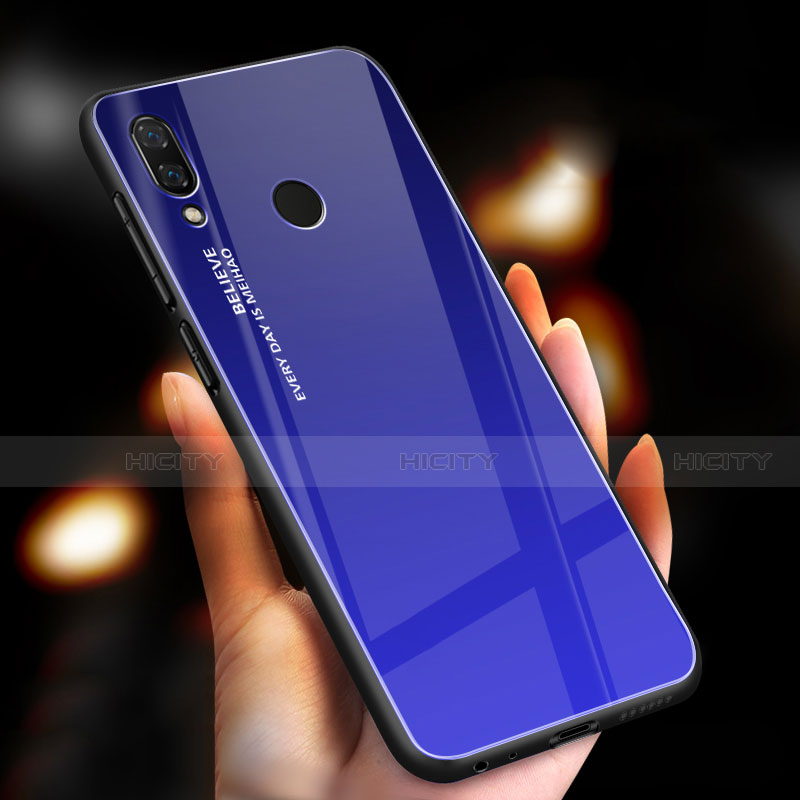 Carcasa Bumper Funda Silicona Espejo Gradiente Arco iris M01 para Xiaomi Redmi Note 7 Pro Azul