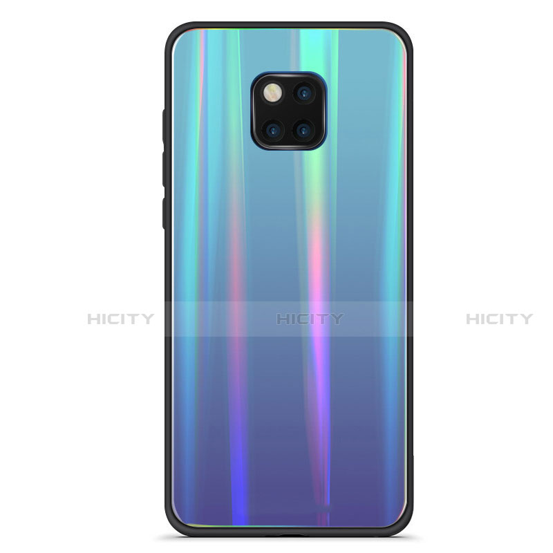 Carcasa Bumper Funda Silicona Espejo Gradiente Arco iris M02 para Huawei Mate 20 Pro Azul Cielo