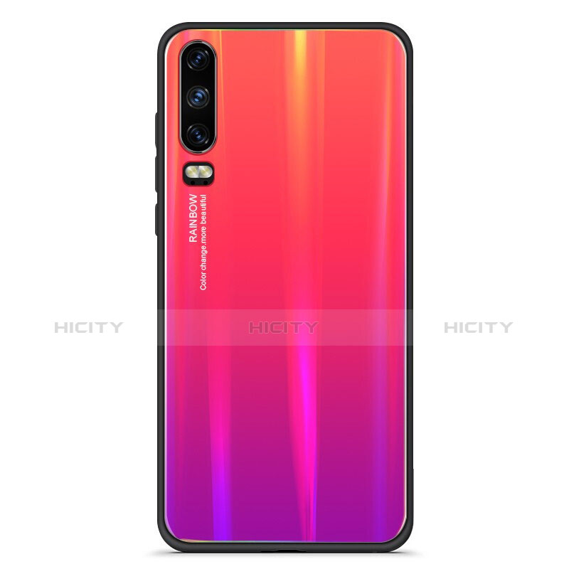 Carcasa Bumper Funda Silicona Espejo Gradiente Arco iris M02 para Huawei P30