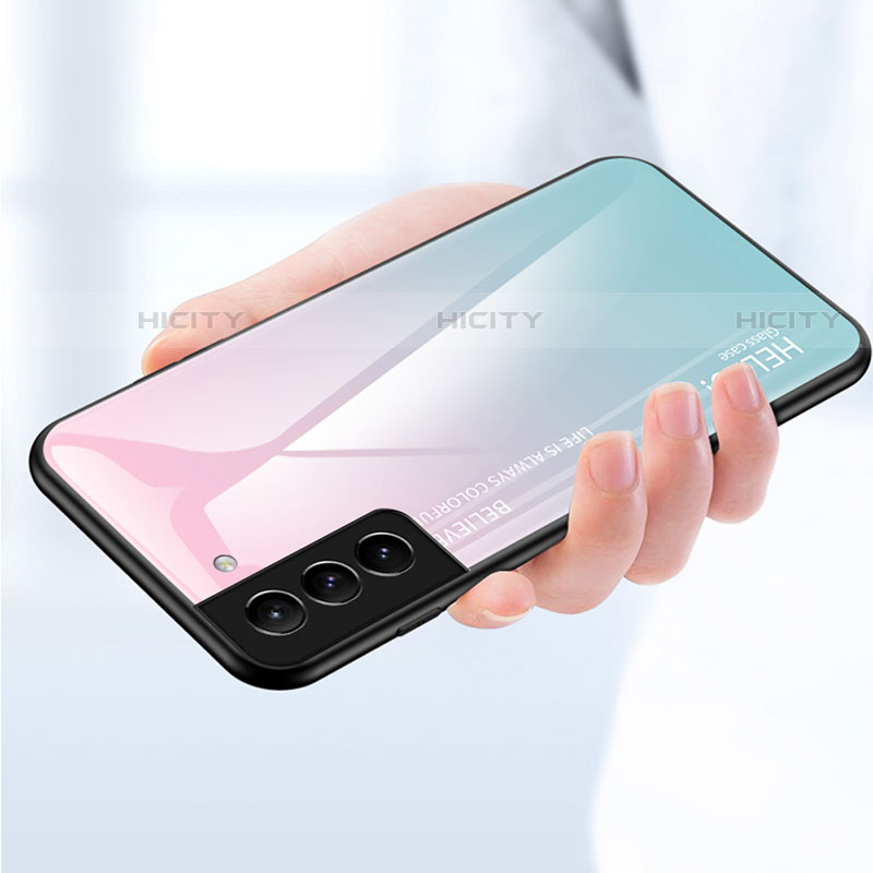 Carcasa Bumper Funda Silicona Espejo Gradiente Arco iris M02 para Samsung Galaxy S22 Plus 5G