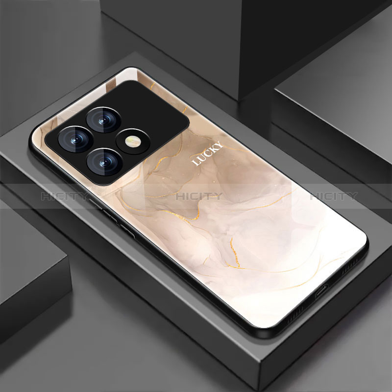 Carcasa Bumper Funda Silicona Espejo Gradiente Arco iris P01 para Xiaomi Redmi K70 Pro 5G Oro