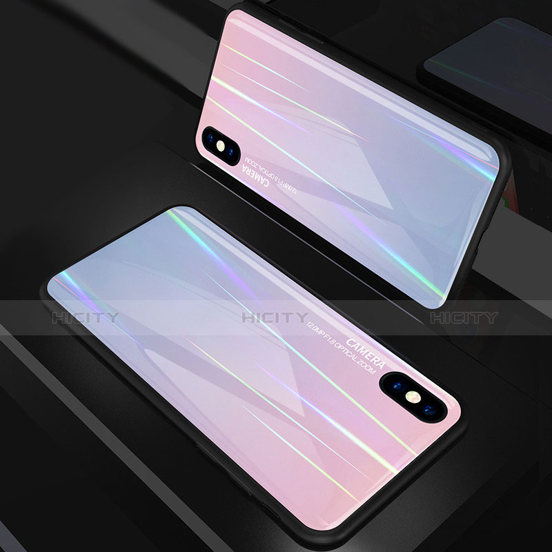 Carcasa Bumper Funda Silicona Espejo Gradiente Arco iris para Apple iPhone X