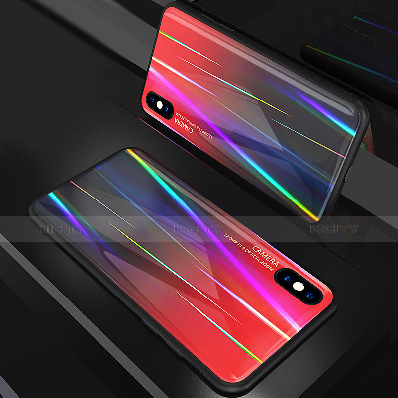 Carcasa Bumper Funda Silicona Espejo Gradiente Arco iris para Apple iPhone X