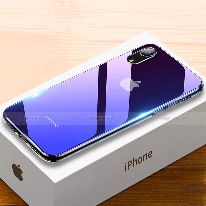 Carcasa Bumper Funda Silicona Espejo Gradiente Arco iris para Apple iPhone XR Morado