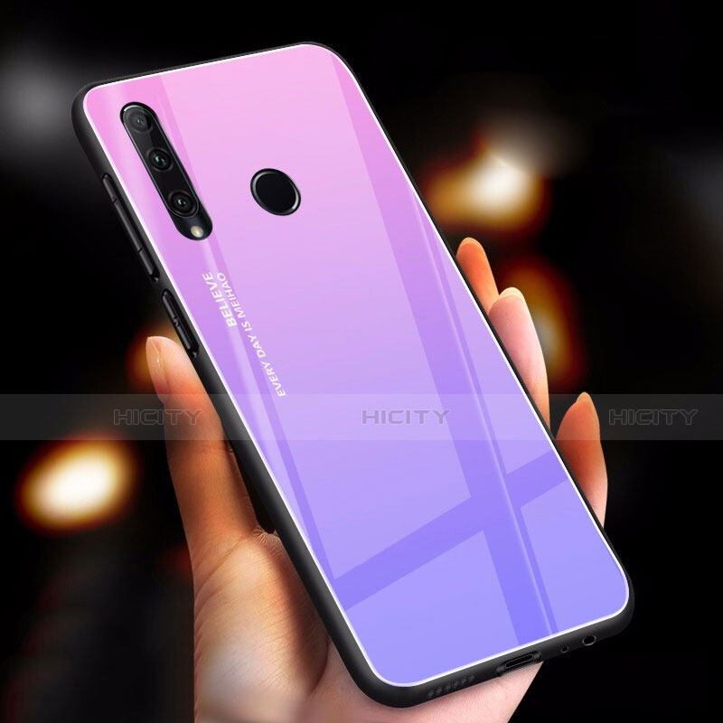 Carcasa Bumper Funda Silicona Espejo Gradiente Arco iris para Huawei Enjoy 9s Morado