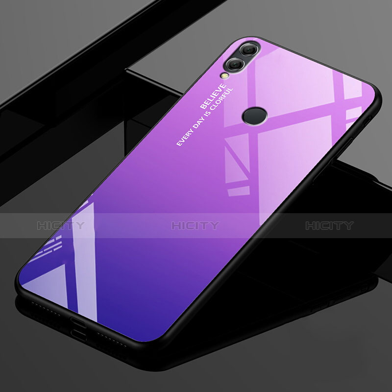 Carcasa Bumper Funda Silicona Espejo Gradiente Arco iris para Huawei Enjoy Max Morado