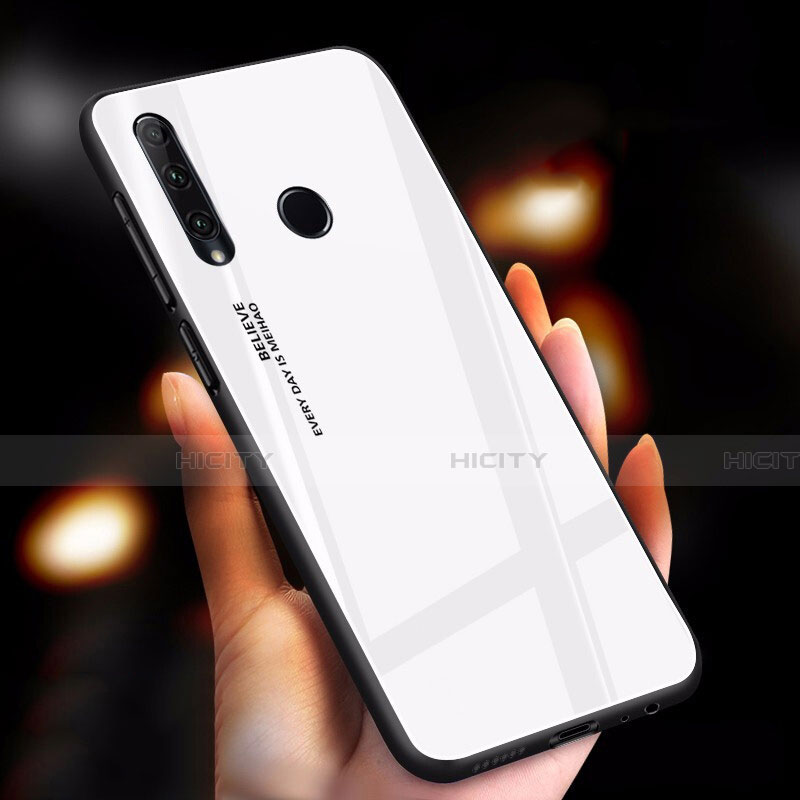 Carcasa Bumper Funda Silicona Espejo Gradiente Arco iris para Huawei Honor 20E Blanco