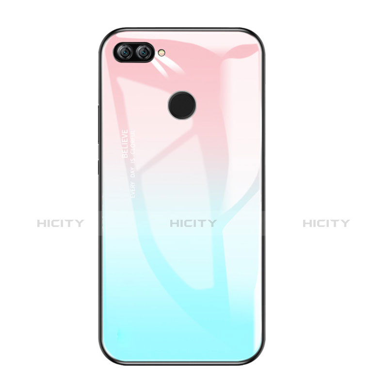 Carcasa Bumper Funda Silicona Espejo Gradiente Arco iris para Huawei Honor 9i Azul Cielo