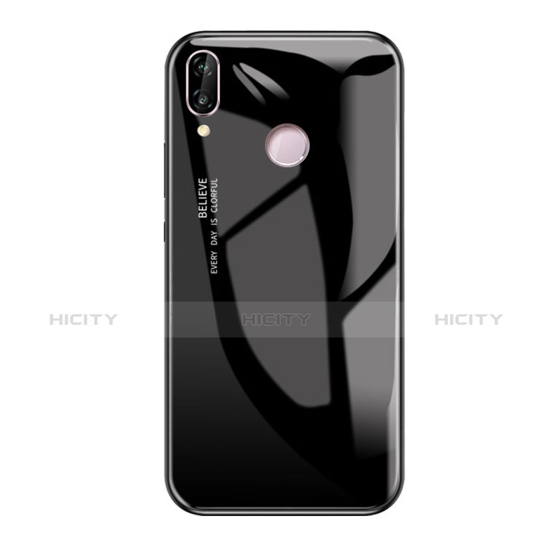 Carcasa Bumper Funda Silicona Espejo Gradiente Arco iris para Huawei Honor Play Negro