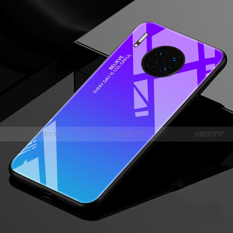 Carcasa Bumper Funda Silicona Espejo Gradiente Arco iris para Huawei Mate 30 Azul