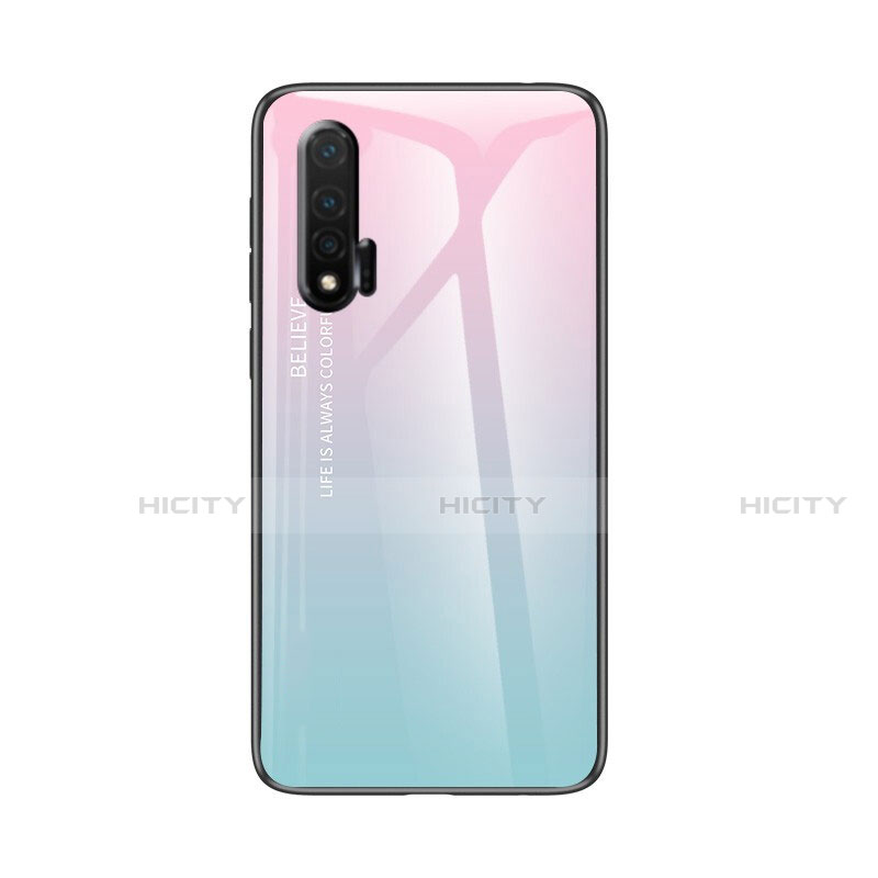 Carcasa Bumper Funda Silicona Espejo Gradiente Arco iris para Huawei Nova 6 5G Cian